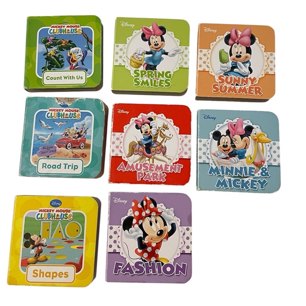 Vintage Disney Mickey Mouse ClubHouse 8 Mini Board Books Set - Learning Set